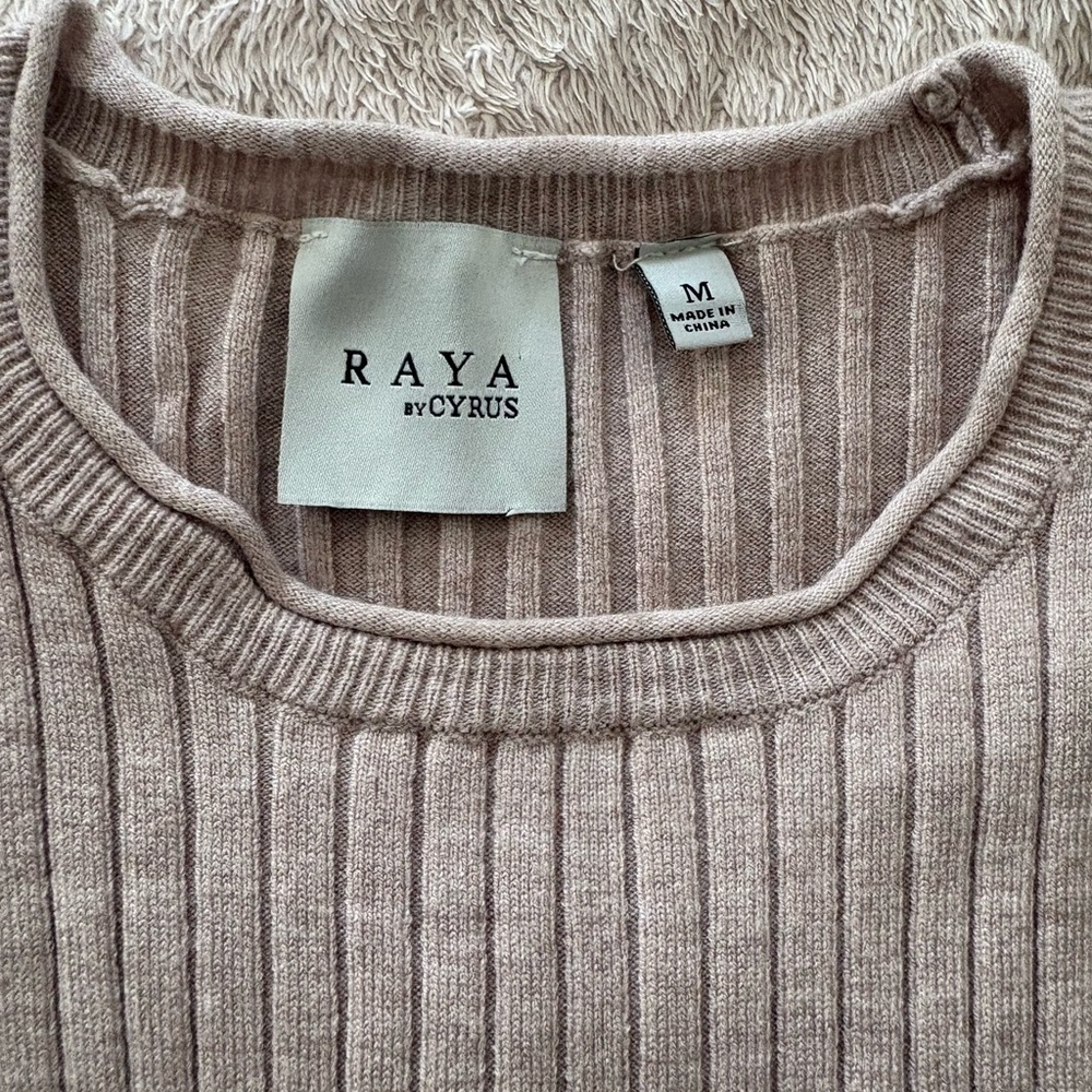 Cyrus Raya Ribbed Knit Top in Beige - Picture 2 of 6